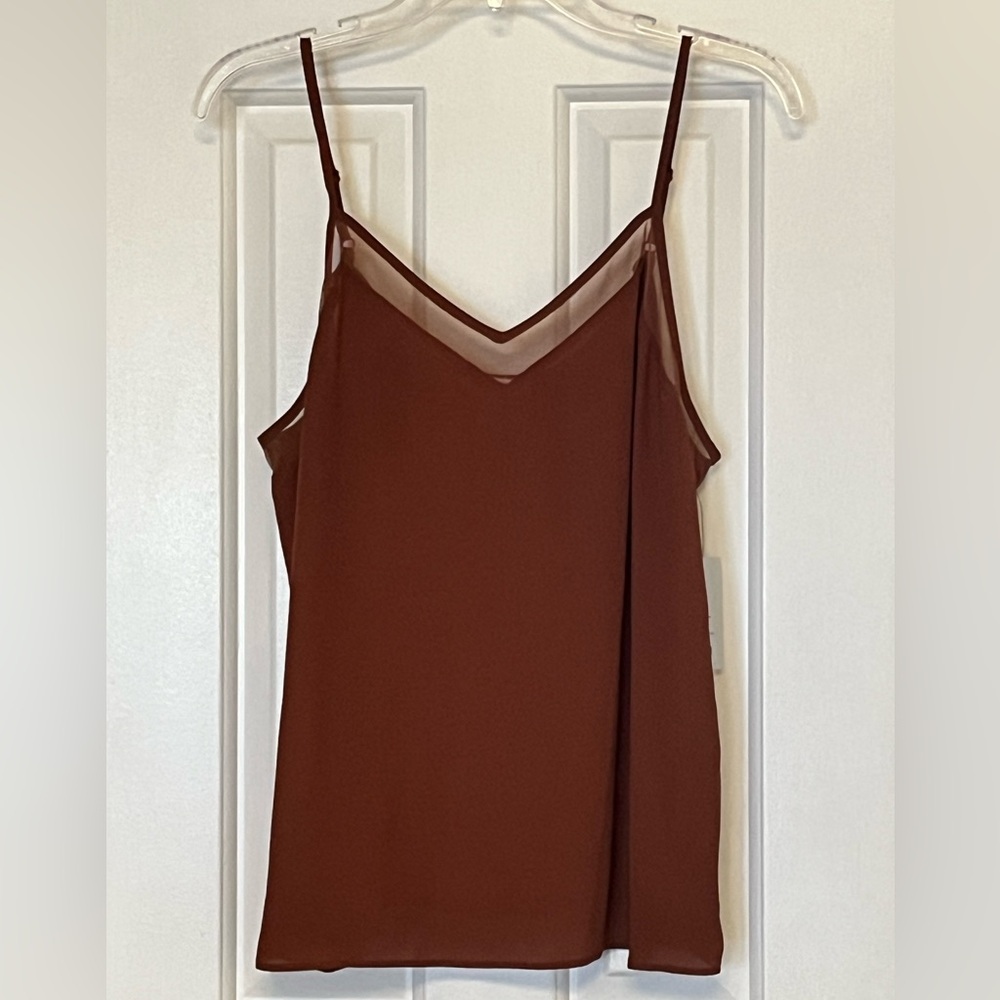 🌸 NWT Nine West Womens Sz L Brown Adjustable Strap Cami